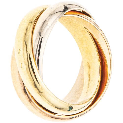RING IN YELLOW, WHITE, PINK 18K GOLD, CARTIER, TRINITY COLLECTION  Weight: 15.5 g. Size: 7 ½