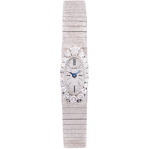 PIAGET LADY WATCH WITH DIAMONDS IN 18K WHITE GOLD REF. 1308 A  Movement: manual. Weight: 35.3 g