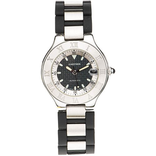 CARTIER AUTOSCAPH SIGLO 21 WATCH IN STEEL REF. 2427  Movement: automatic