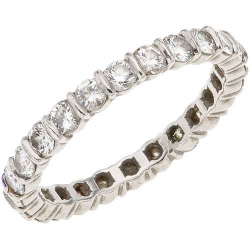 ETERNITY RING WITH DIAMONDS IN PLATINUM with 24 brilliant cut diamonds ~1.44 ct. Weight: 3.4 g. Size: 6 ½