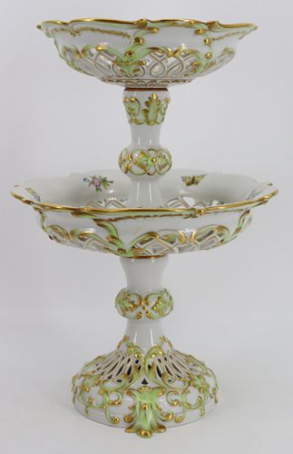 Herend Porcelain Reticulated Centerpiece / Tazza.
