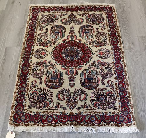 Vintage And Finely Hand Woven  Persian Kashan Rug
