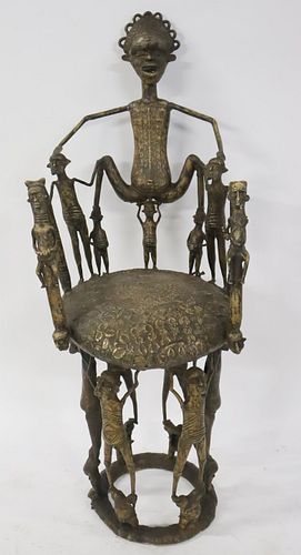Vintage & Large African Benin Style Bronze Figural