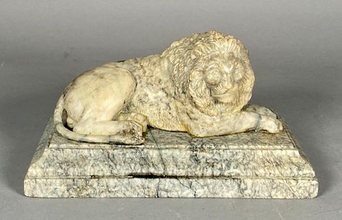 Grand Tour Carved Marble Figure of Recumbent Lion