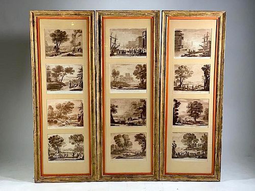 Three Framed Groupings of prints after Claude Lorrain