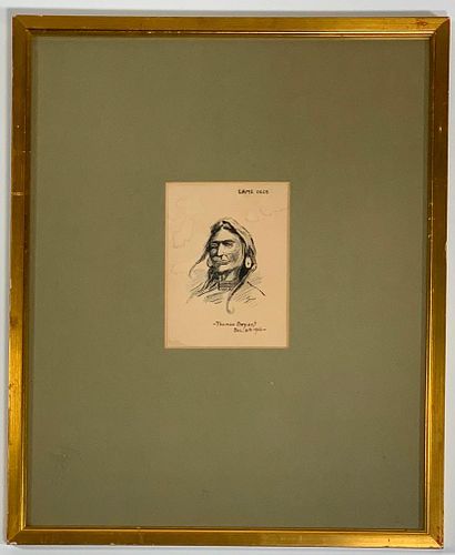 Thomas Bryant Drawing, Native American Portrait
