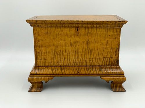 American Chippendale Style Miniature Tiger Maple Blanket Chest