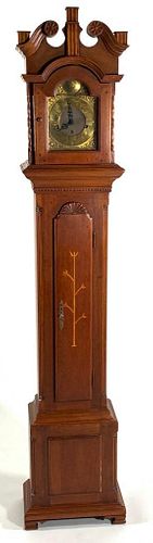Continental Fruitwood Diminutive Tall Case Clock