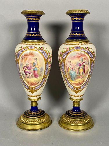 Pair Sevres Style Vases, late 19th/Early 20thc.