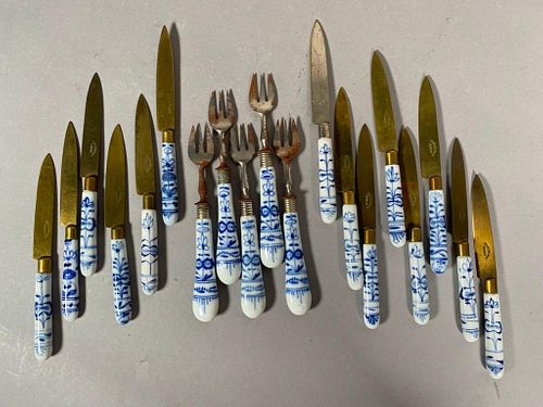 Meissen Blue Onion Pattern Fruit Knives and Forks