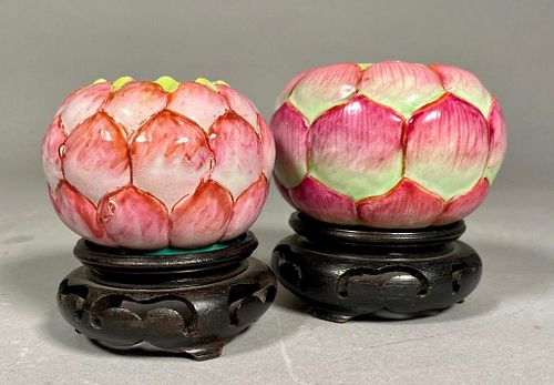 Two Chinese Export Porcelain Lotus Bud Water Pots