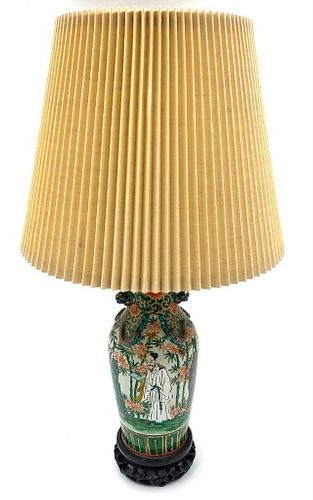 Chinese Porcelain Vase, Fitted as a Table Lamp