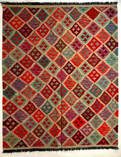 Turkish Caucasian Kazak Kilim Carpet 5'2" x 6'7"