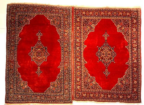 Pair of Red Carpets 6' 10" x 4' & 6' 7 x 4' 2"