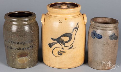 Three stoneware crocks, 19th c.