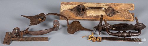 Four wrought iron thumb latches, 18th/19th c.