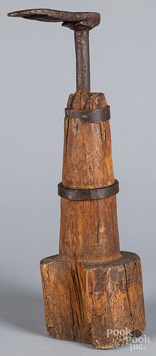 Iron and wood cobblers stand, 19th c.