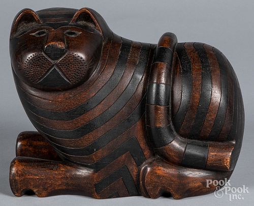 Carved mahogany Cheshire cat