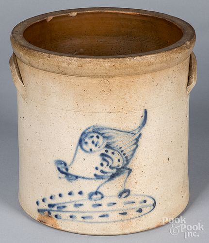 Three-gallon stoneware crock, 19th c.