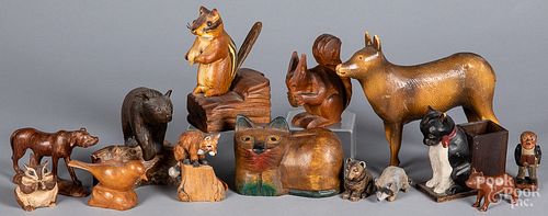 Collection of carved wood animals