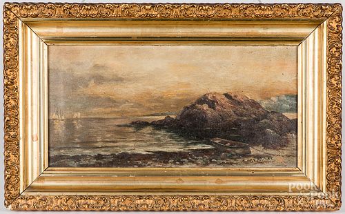 Oil on canvas coastal scene, late 19th c.