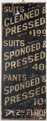 Partial painted pine trade sign, late 19th c.