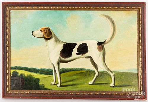 Contemporary oil on canvas of a dog, etc.