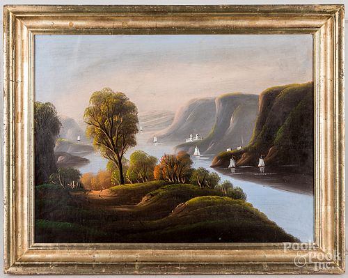 Hudson River oil on canvas landscape, 19th c.