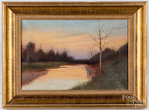 Horace Hess oil on canvas sunset river scene