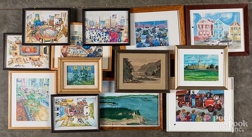 Thirteen framed works