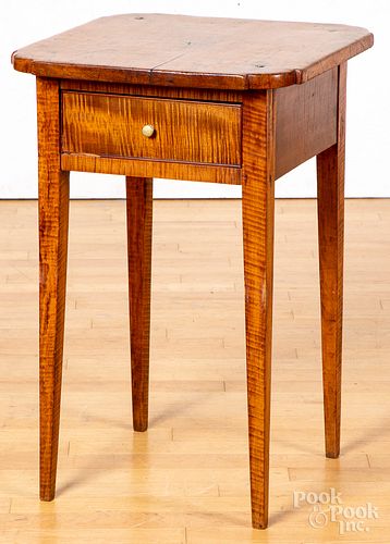 Federal tiger maple and cherry one-drawer stand