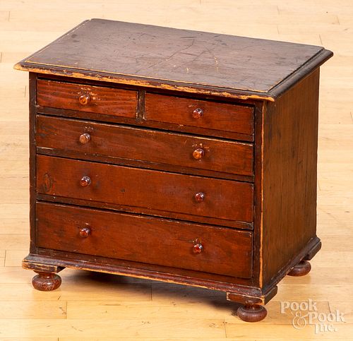 Miniature pine chest of drawers, 19th c.