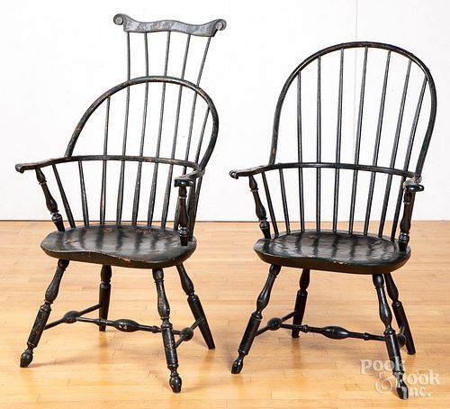 Two W. Wallick Windsor armchairs.
