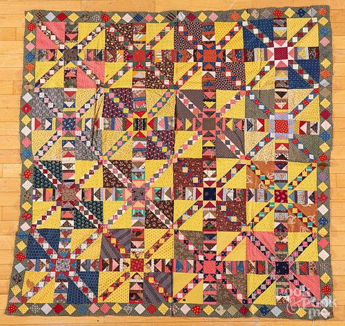 Pieced youth quilt top, late 19th c.