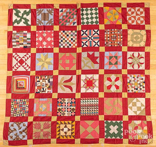 Pieced sampler quilt top, late 19th c.