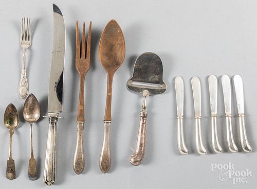 Silver and silver handled flatware items