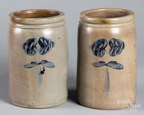 Near pair of Baltimore stoneware crocks, 19th c.