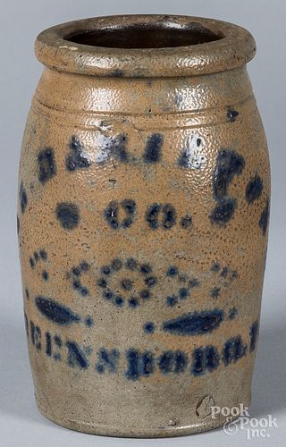 Western Pennsylvania stoneware jar, 19th c.