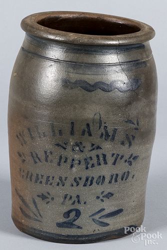 Western Pennsylvania stoneware crock, 19th c.