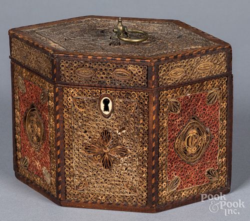English rolled paper tea caddy, late 18th c.