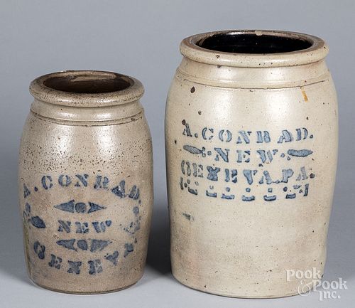 Two Western Pennsylvania stoneware crocks, 19th c.