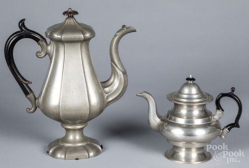 Pewter teapot and coffee pot