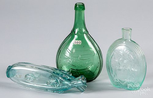 Three glass flasks