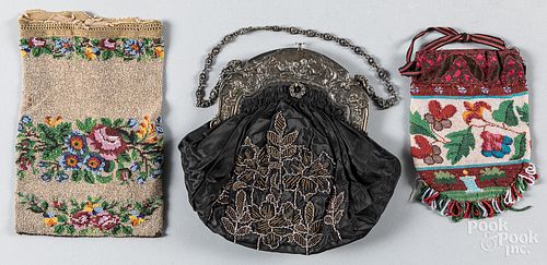 Three Victorian beadwork purses.