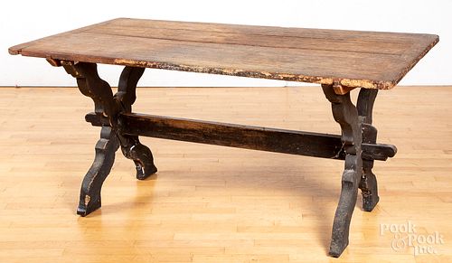 Pine trestle table, ca. 1800
