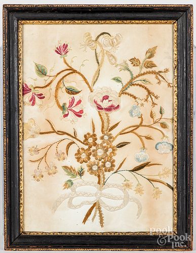 Three English floral embroideries, 19th c.