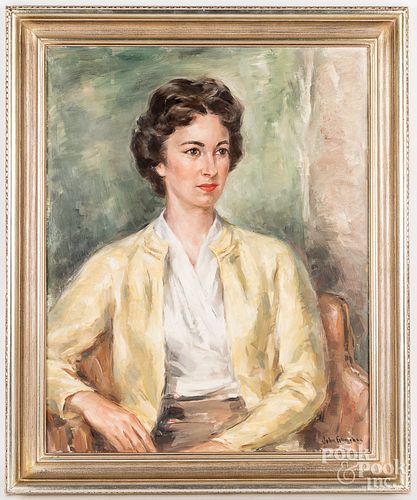 John Folinsbee oil on canvas portrait of a woman