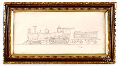 Pencil drawing of a locomotive