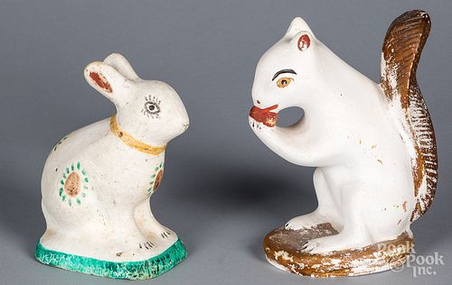 Pennsylvania chalkware squirrel and rabbit