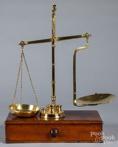 English brass balance scale, 19th c.